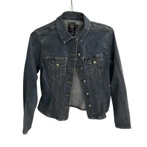 Faconnable Women's M Jacket Denim Blue Button Front